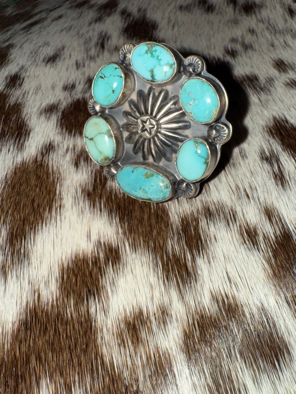 Beautiful turquoise & silver 6 stone ring - Picture 10 of 10